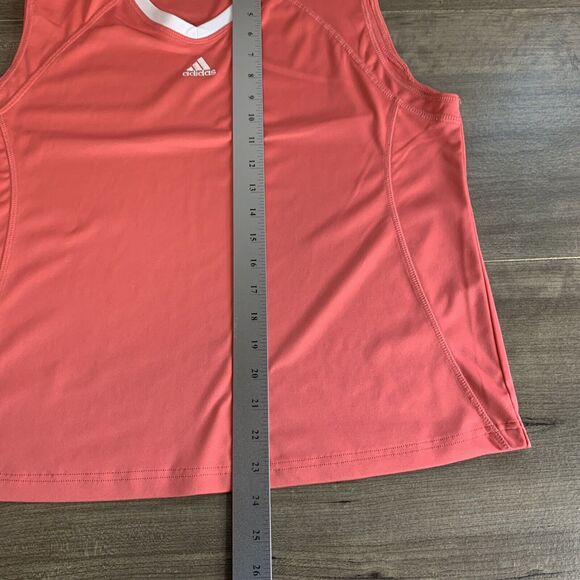 Adidas Womens Active 360 Sleeveless Athletic Tank Top Sz Large Orange 3 Stripes - Picture 9 of 9